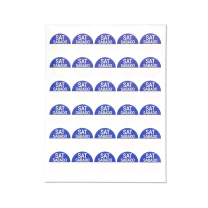 1.5 inch | Days of the Week:  Sabado / Saturday Stickers