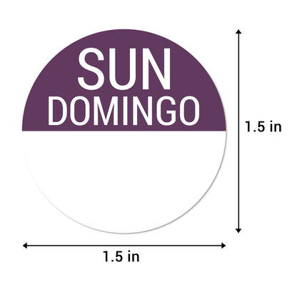 1.5 inch | Days of the Week:  Domingo / Sunday Stickers