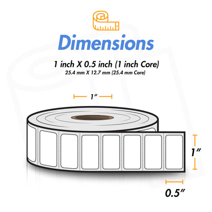 1 x 0.5 inch | Blank Direct Thermal Labels (1 Inch Core)