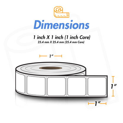 1 x 1 inch | Blank Direct Thermal Labels (1 inch Core)