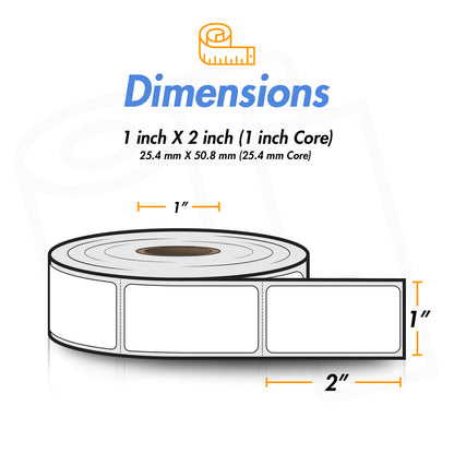 1 x 2 inch | Blank Direct Thermal Labels (1 inch Core)