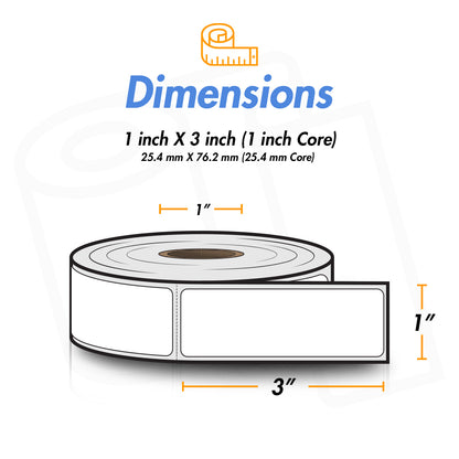 1 x 3 inch | Blank Direct Thermal Labels  (1 inch Core)