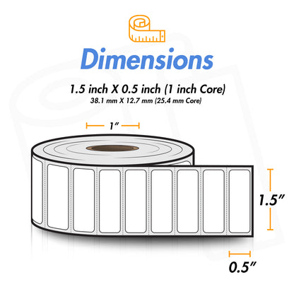 1.5 x 0.5 inch | Blank Direct Thermal Labels  (1 inch Core)