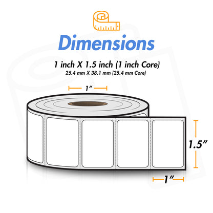 1.5 x 1 inch | Blank Direct Thermal Labels  (1 inch Core)