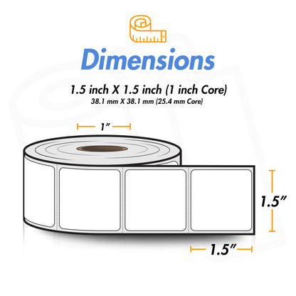 1.5 x 1.5 inch | Blank Direct Thermal Labels  (1 inch Core)