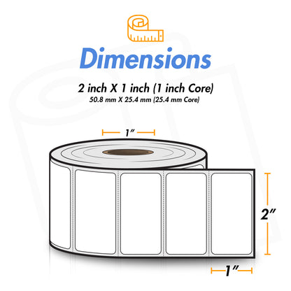 2 x 1 inch | Blank Direct Thermal Labels (1 inch Core)