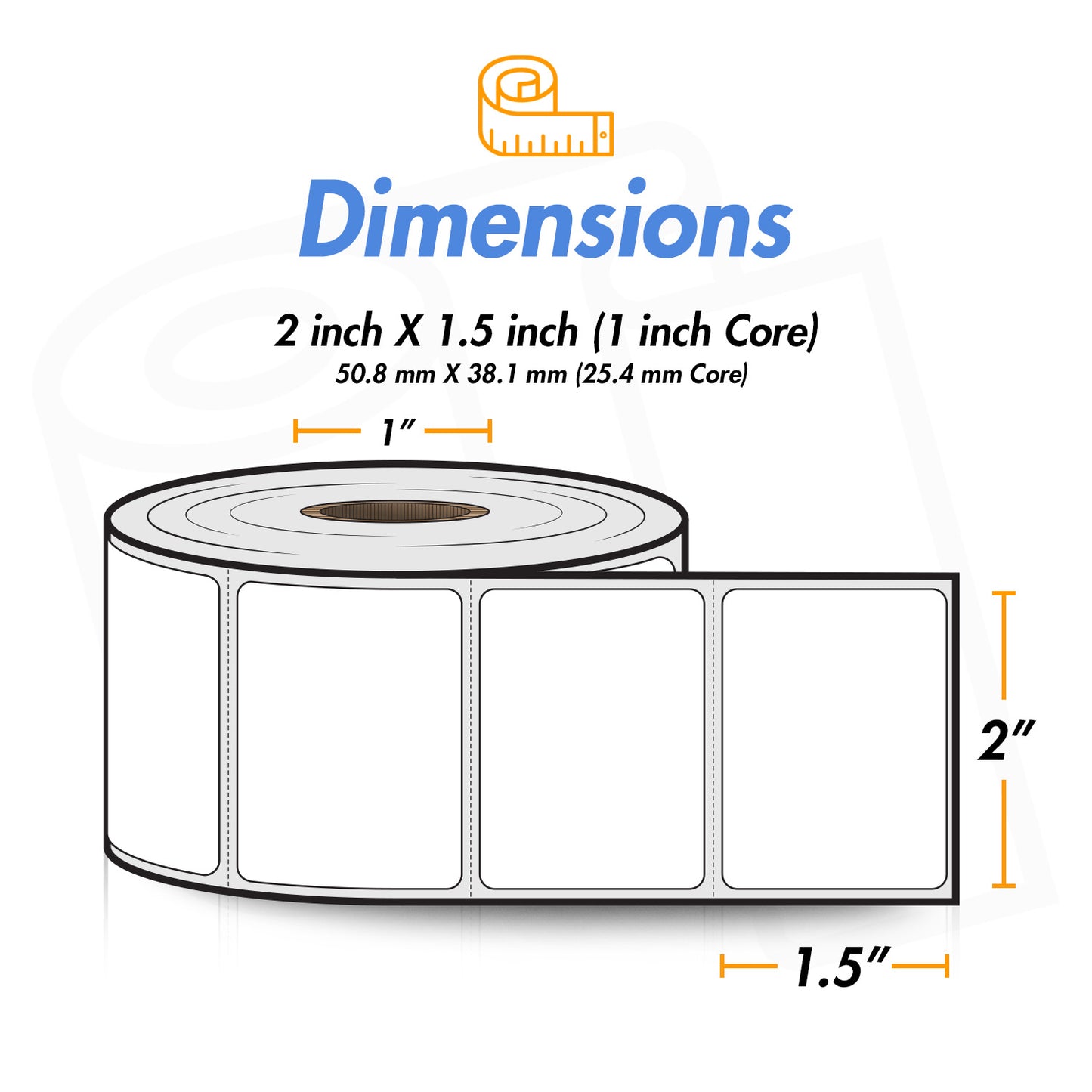 2 x 1.5 inch | Blank Direct Thermal Labels (1 inch Core)