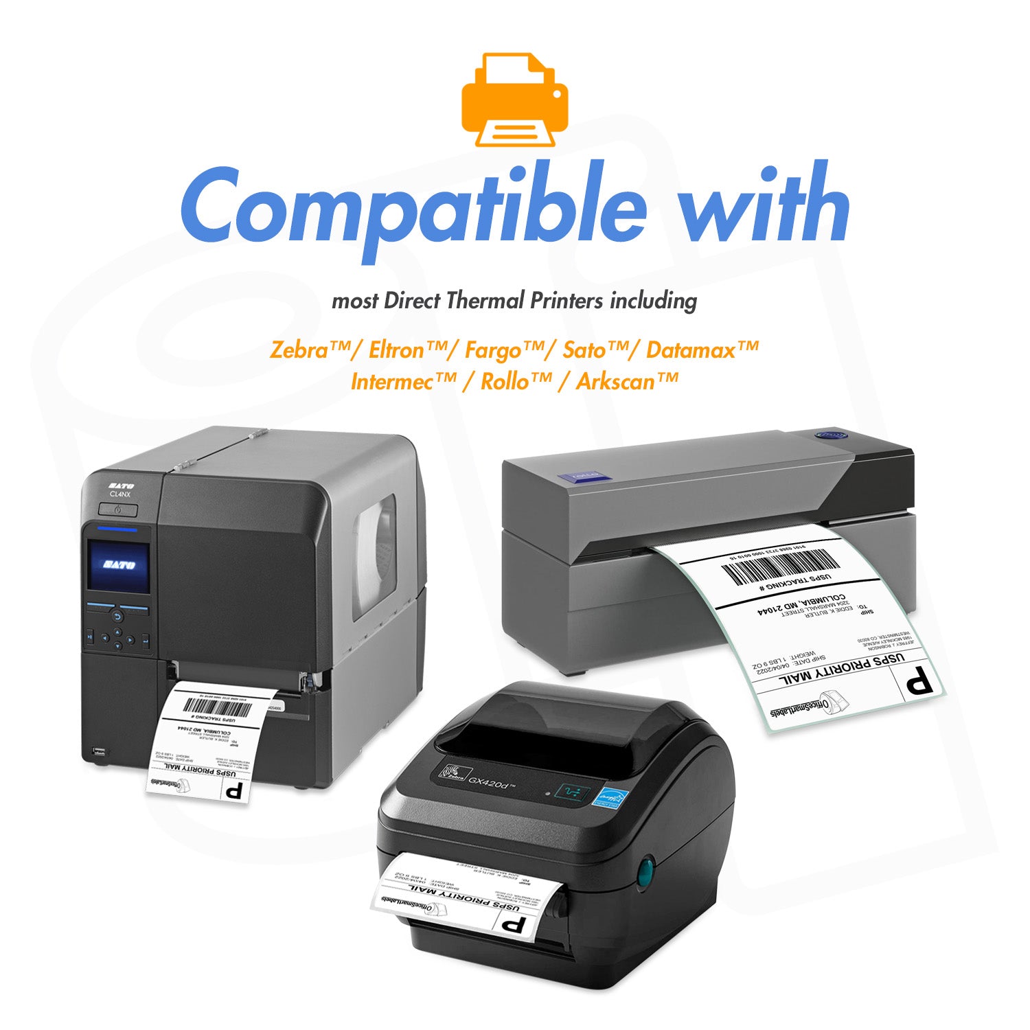 2 x 2 inch | Blank Direct Thermal Labels (1 inch Core