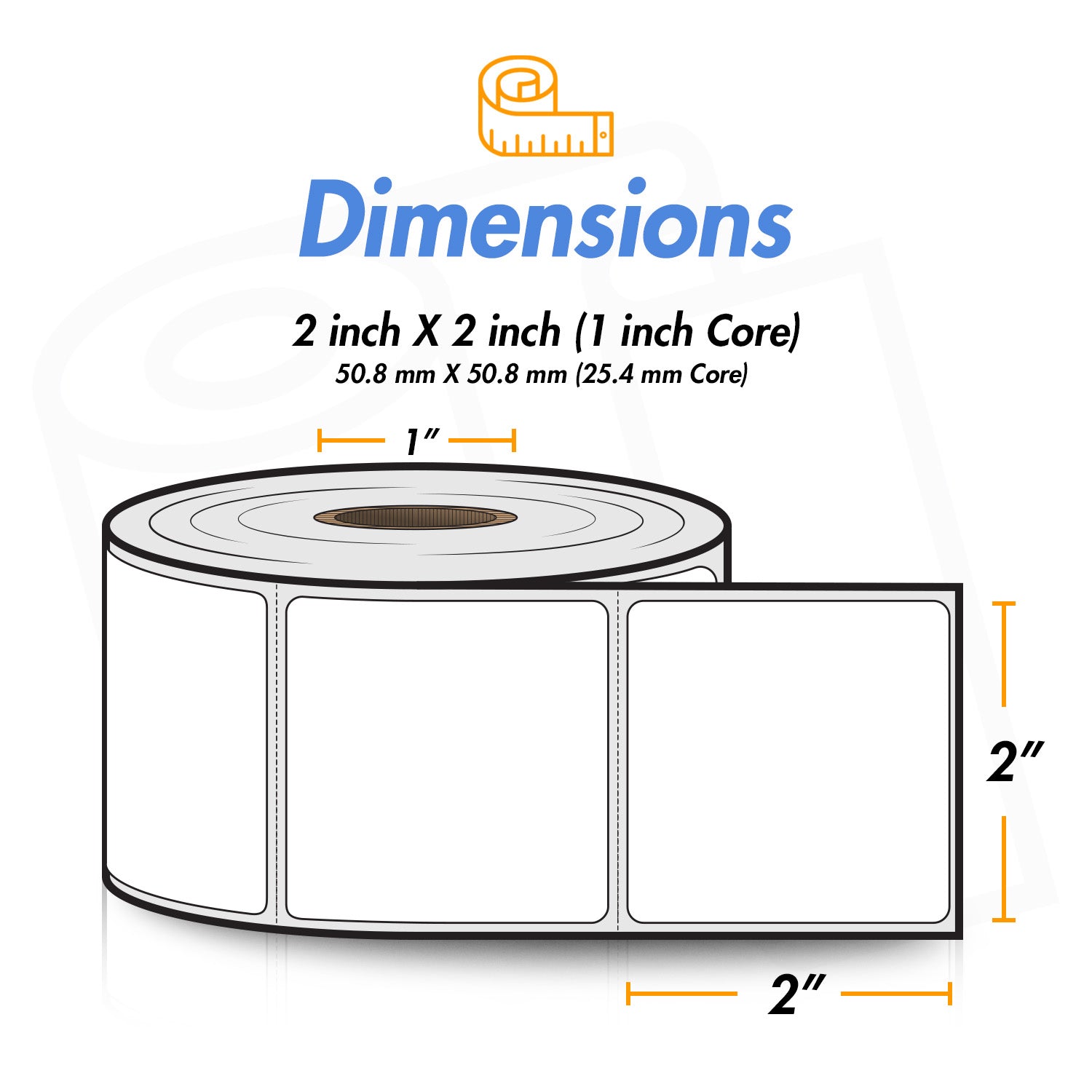 2 x 2 inch | Blank Direct Thermal Labels (1 inch Core