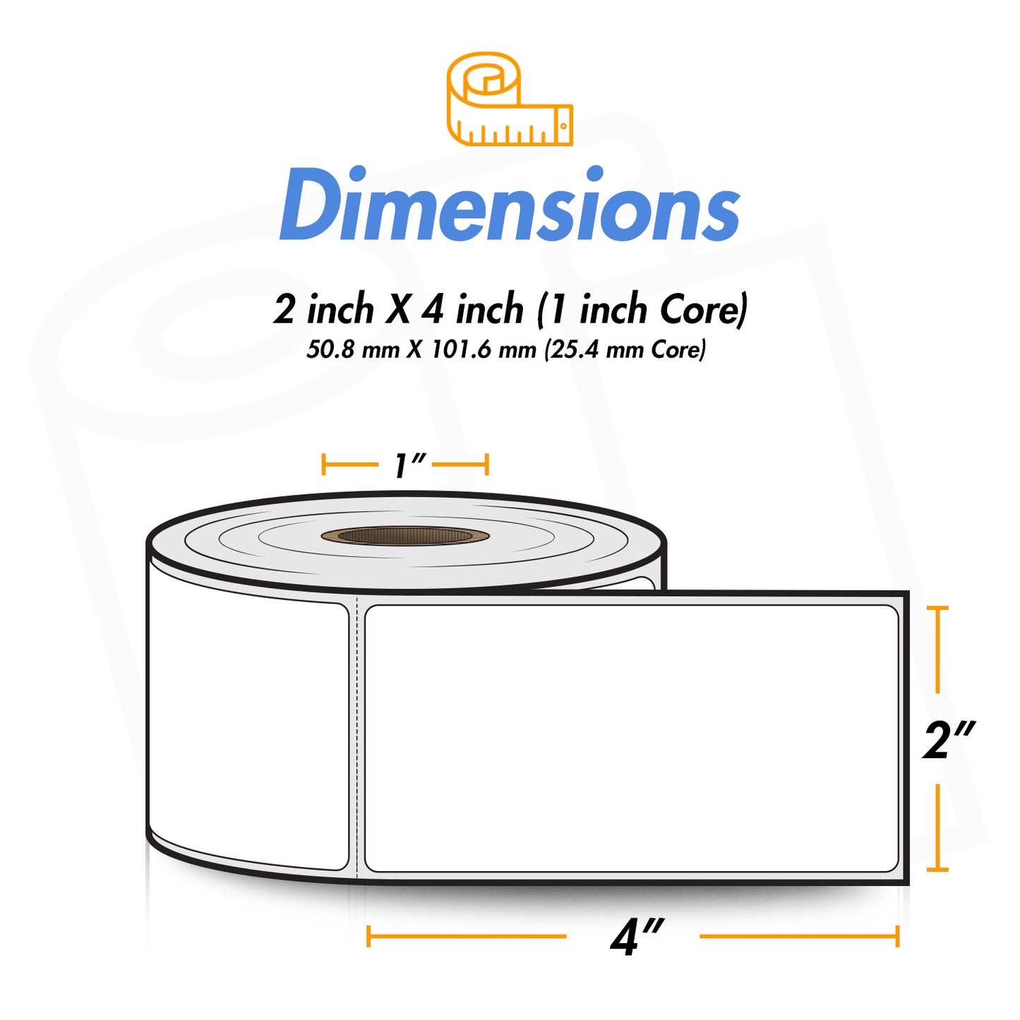 2 x 4 inch | Blank Direct Thermal Labels (1 inch Core)