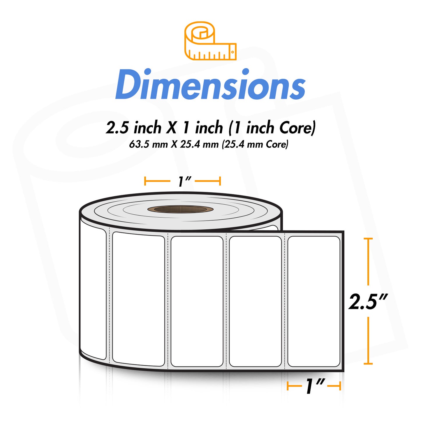 2.5 x 1 inch | Blank Direct Thermal Labels (1 inch Core)