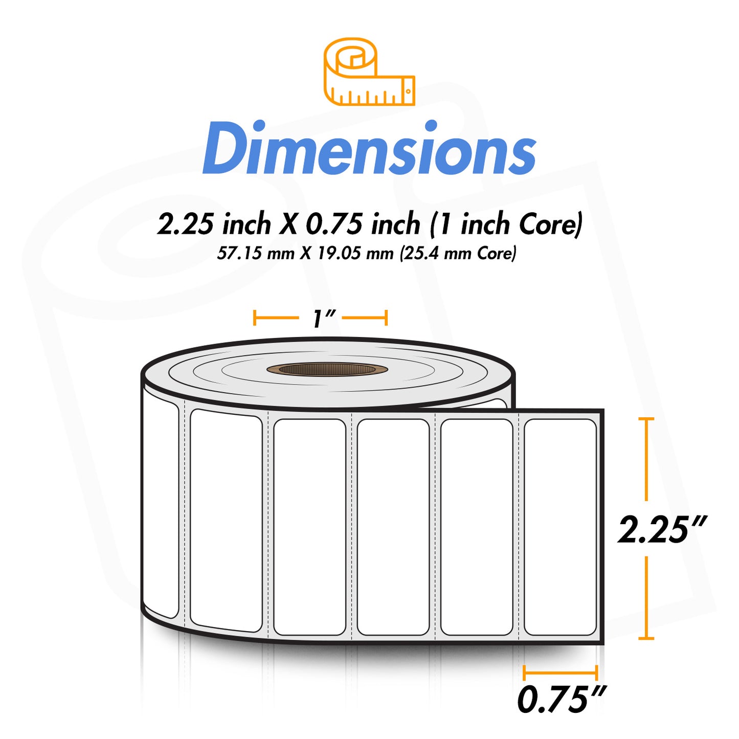 2.25 x 0.75 inch | Blank Direct Thermal Labels (1 inch Core)