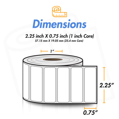 2.25 x 0.75 inch | Blank Direct Thermal Labels (1 inch Core)
