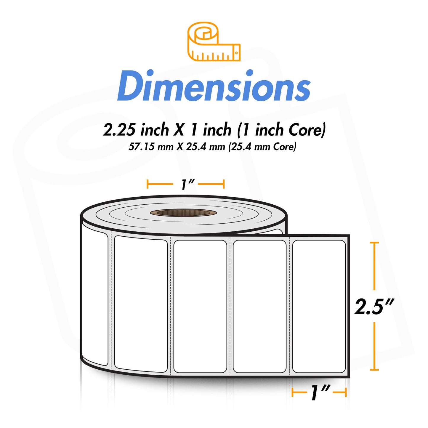2.25 x 1 inch | Blank Direct Thermal Labels (1 inch Core)