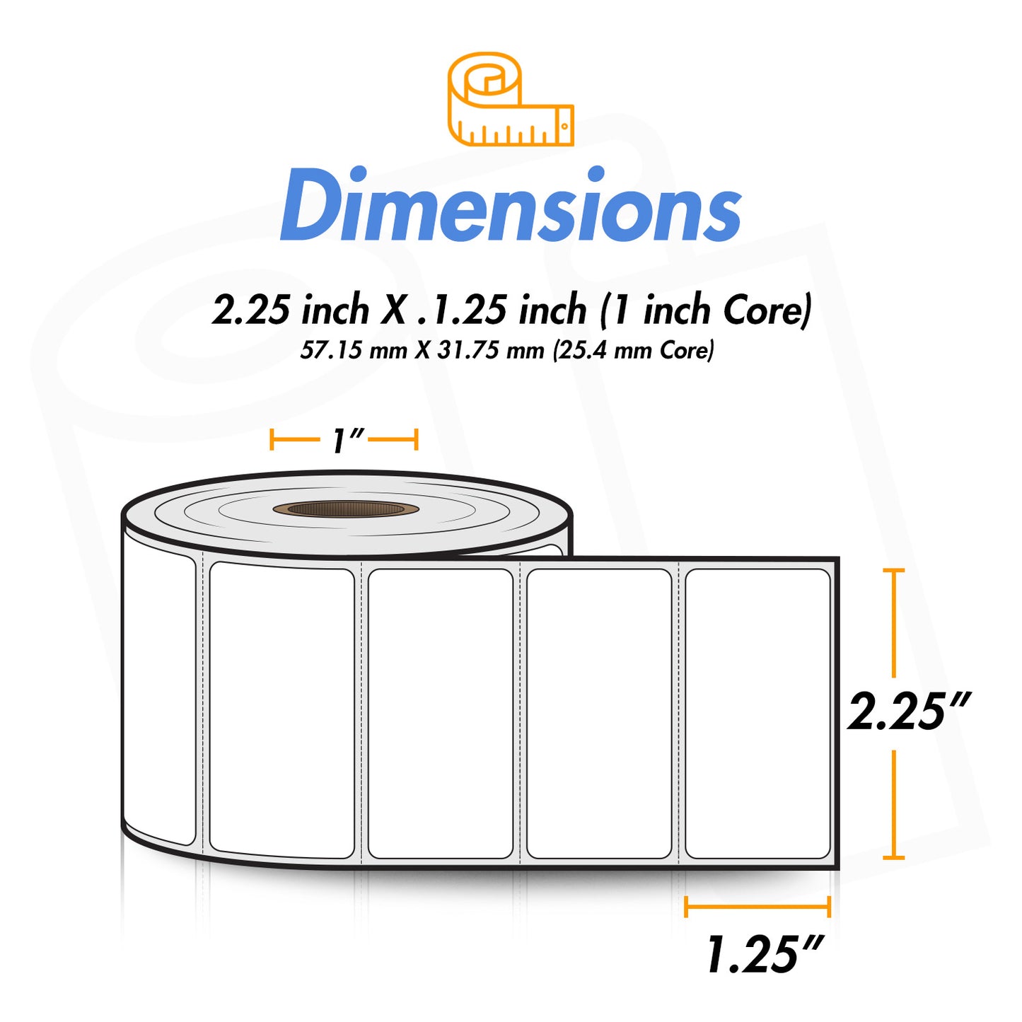 2.25 x 1.25 inch | Blank Direct Thermal Labels (Removable Adhesive / 1 inch Core)