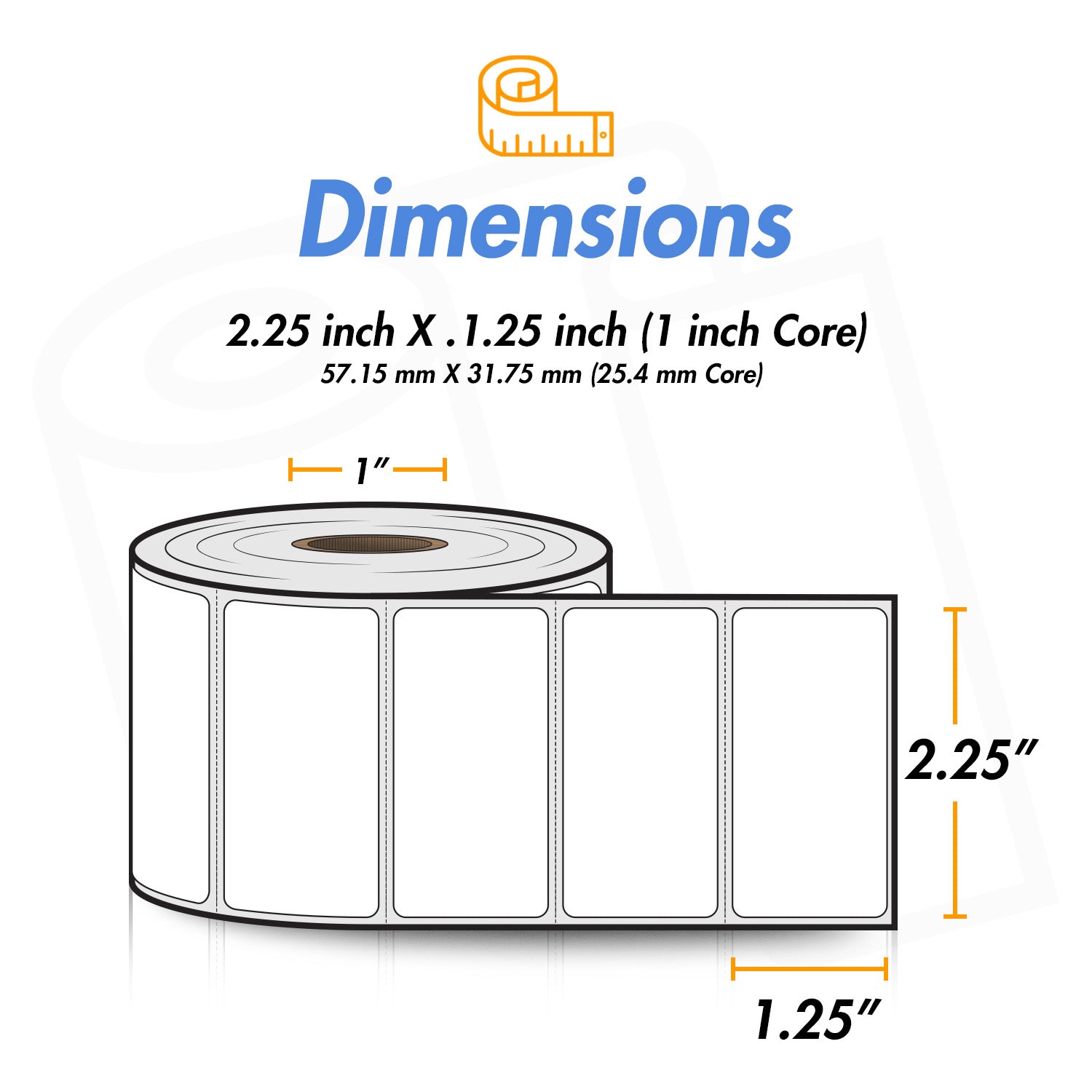 I Inch Label 2.25 x 1.25 inch | Blank Direct Thermal Labels (1 inch Core ...