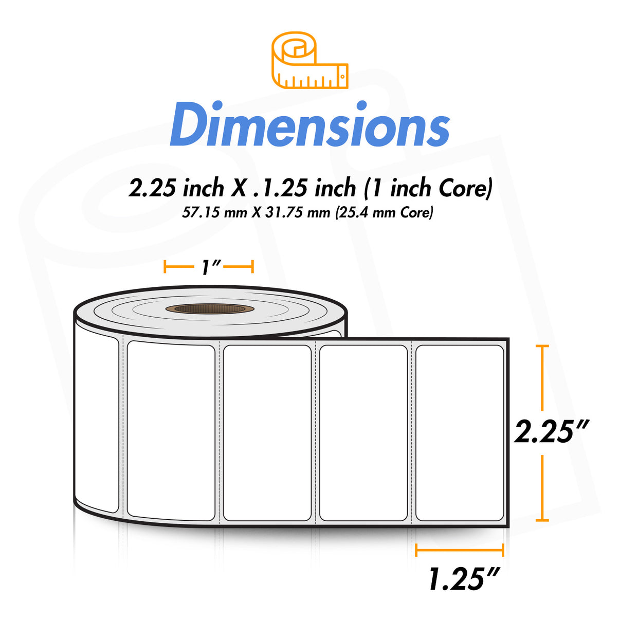 2.25 x 1.25 inch | Blank Direct Thermal Labels (1 inch Core ...