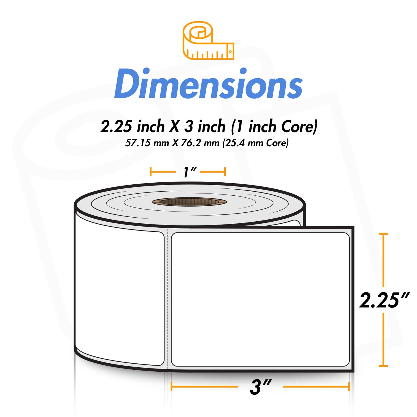 2.25 x 3 inch | Blank Direct Thermal Labels (1 inch Core)