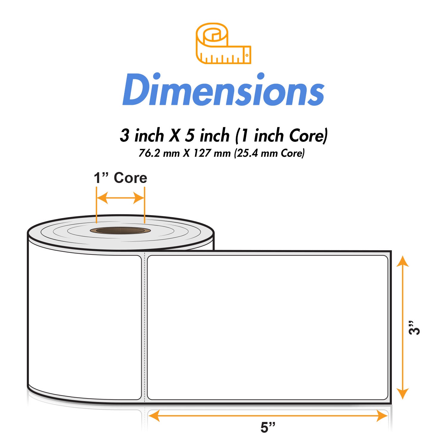 3 x 5 inch | Blank Direct Thermal Labels (1 inch Core