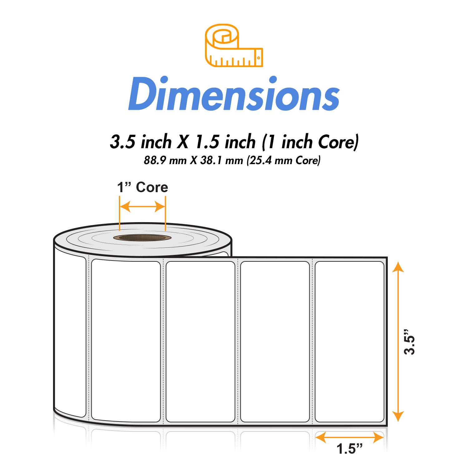 3.5 x 1.5 inch | Blank Direct Thermal Labels (1 inch Core) 3.5 x 1.5 inch | Blank Direct Thermal Labels (1 inch Core)