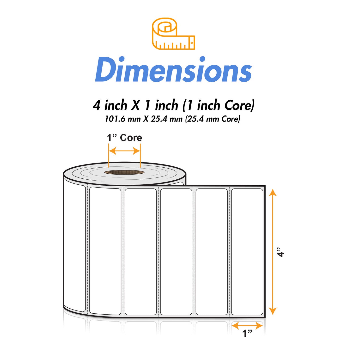 4 x 1 inch  | Blank Direct Thermal Labels (1 inch Core)