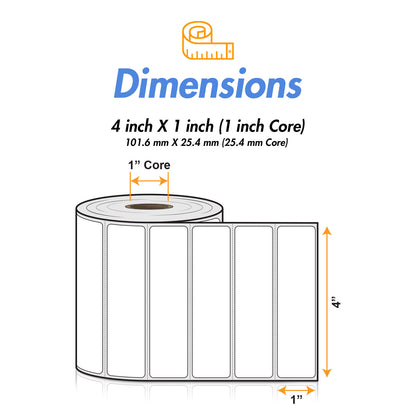 4 x 1 inch  | Blank Direct Thermal Labels (1 inch Core)