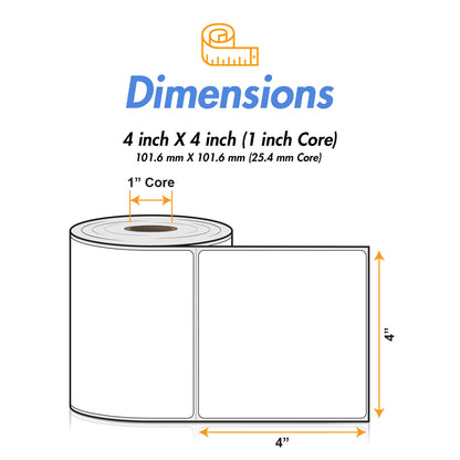 4 x 4 inch  | Blank Direct Thermal Labels (1 inch Core)