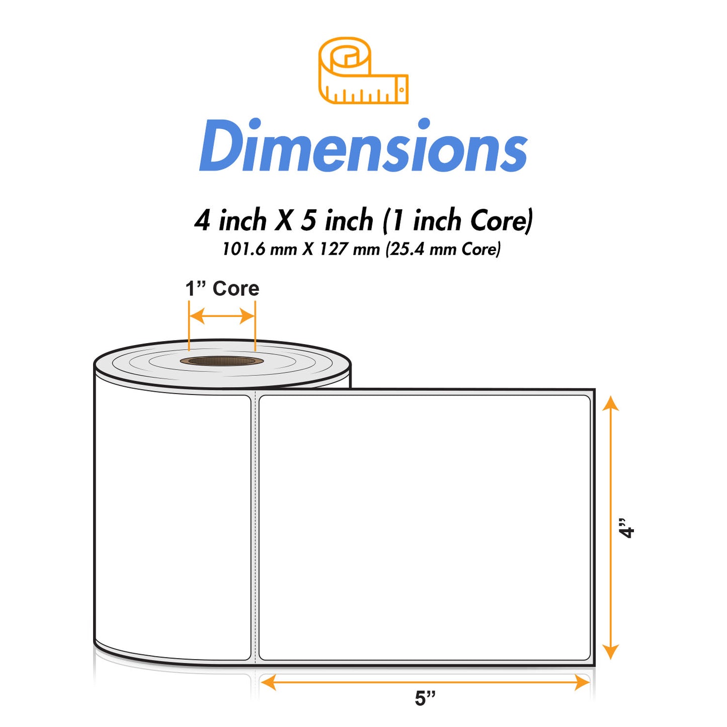 4 x 5 inch  | Blank Direct Thermal Labels (1 inch Core)