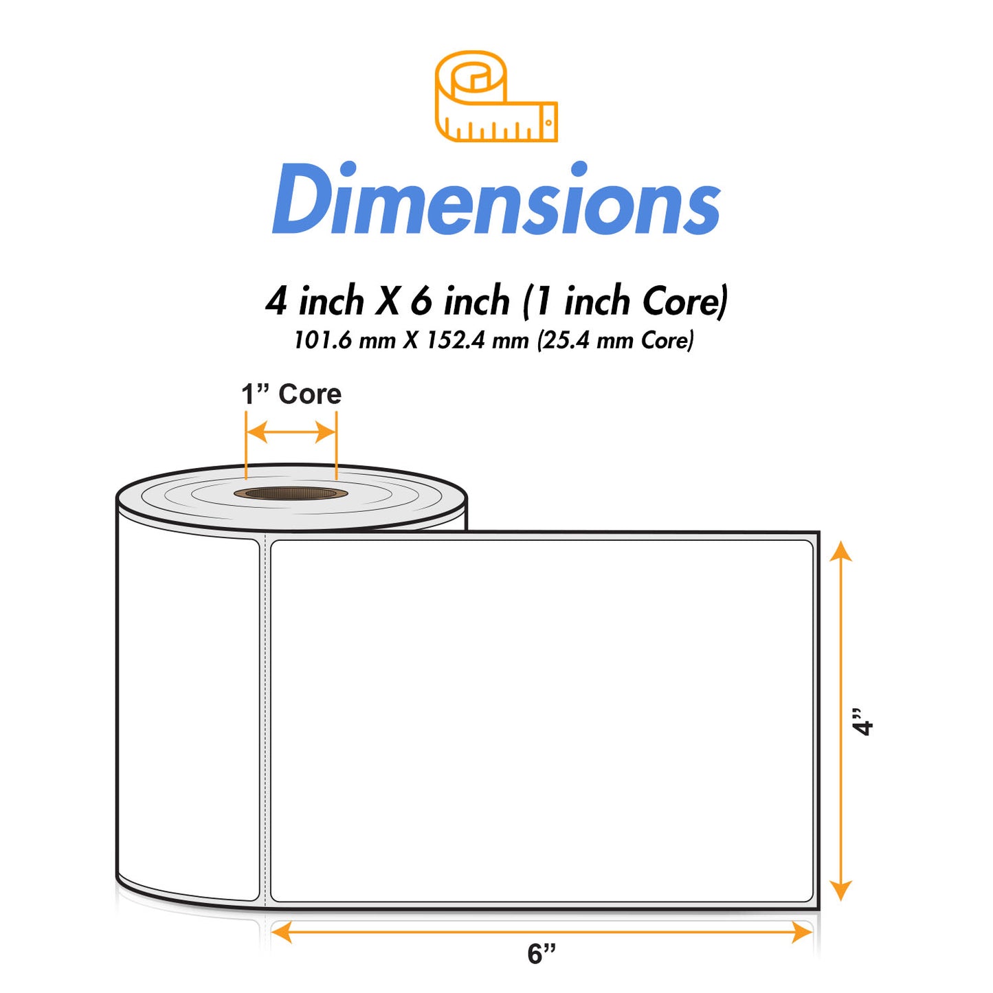 4 x 6 inch  | Blank Direct Thermal Labels (1 inch Core)