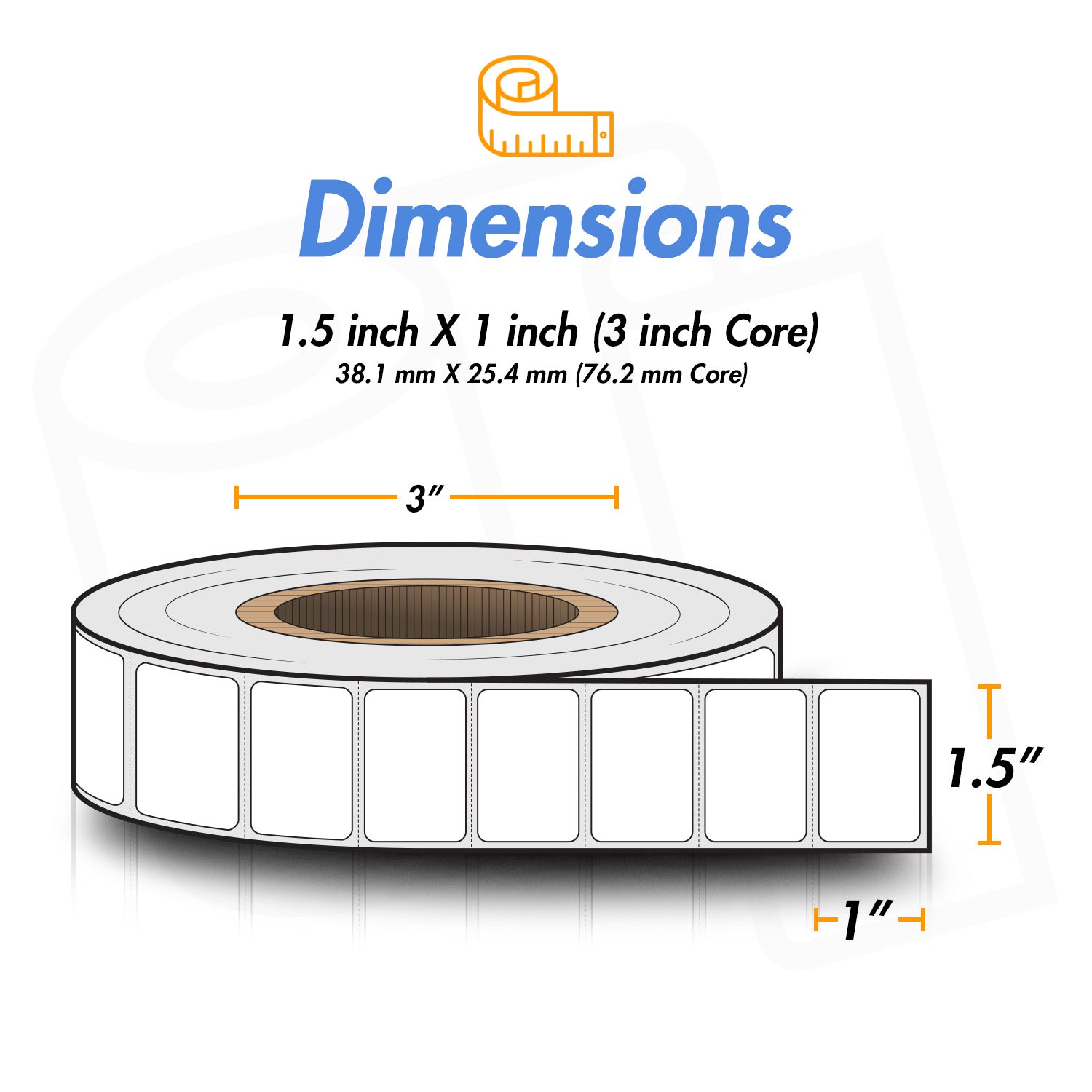 1.5 x 1 inch | Blank Direct Thermal Labels (3 inch Core