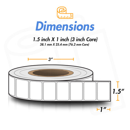 1.5 x 1 inch | Blank Direct Thermal Labels (3 inch Core)