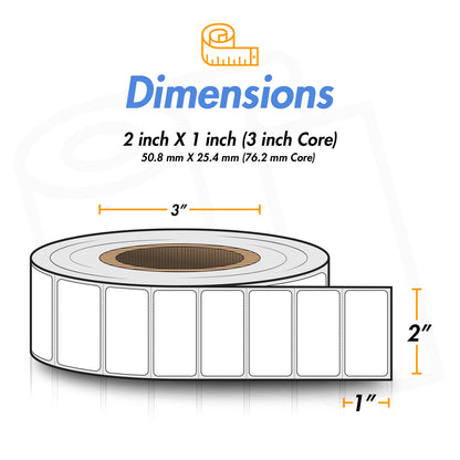 2 x 1 inch | Blank Direct Thermal Labels (3 inch Core)