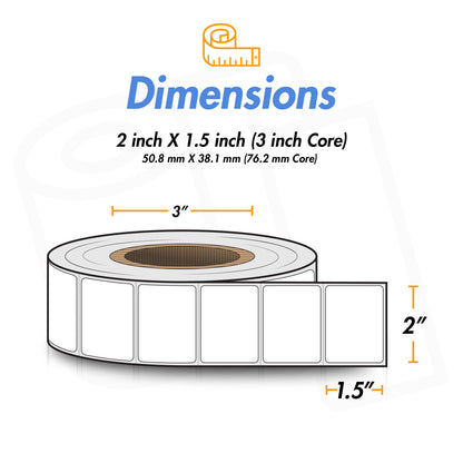 2 x 1.5 inch | Blank Direct Thermal Labels (3 inch Core)