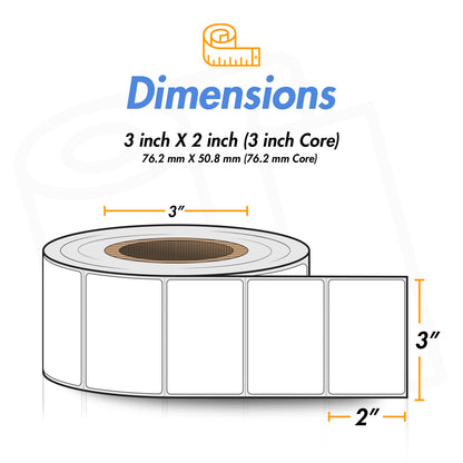 3 x 2 inch | Blank Direct Thermal Labels (3 inch Core)