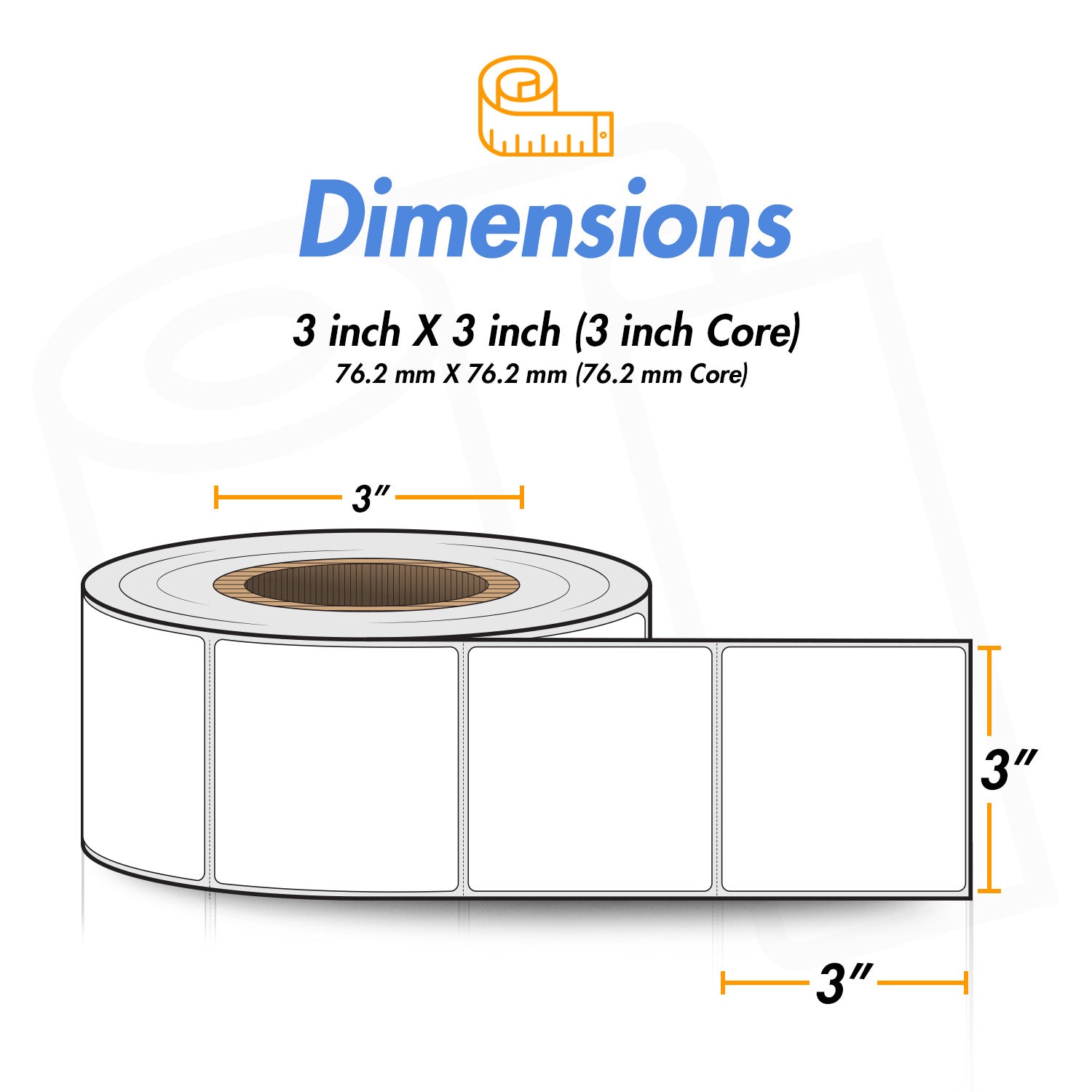 3 x 3 inch | Blank Direct Thermal Labels (3 inch Core