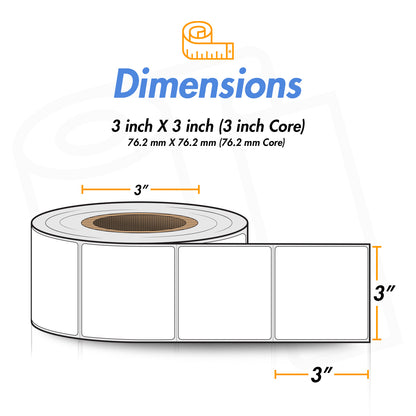 3 x 3 inch | Blank Direct Thermal Labels (3 inch Core)