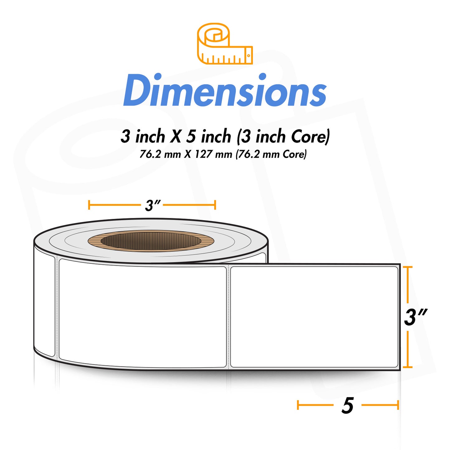 3 x 5 inch | Blank Direct Thermal Labels (3 inch Core)