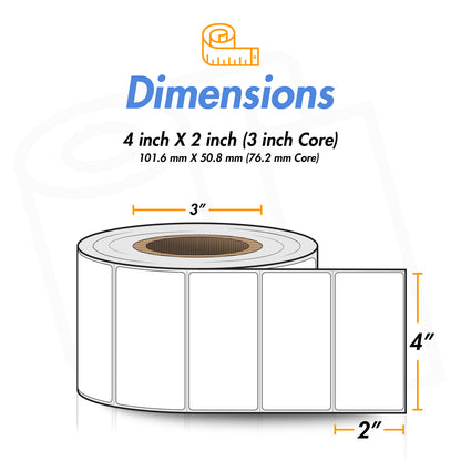 4 x 2 inch | Direct Thermal Labels (3 inch Core)