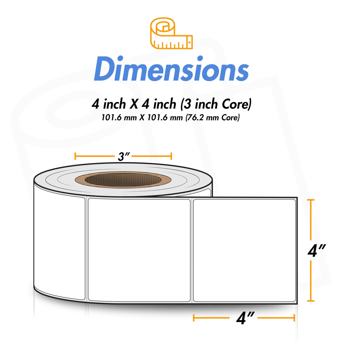 4 x 4 inch | Direct Thermal Labels (3 inch Core)