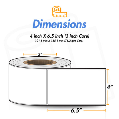 4 x 6.5 inch | Direct Thermal Labels (3 inch Core)