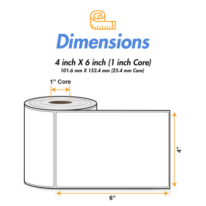 4 x 6 inch | Blank Direct Thermal Labels (Removable Adhesive / 1 inch Core)